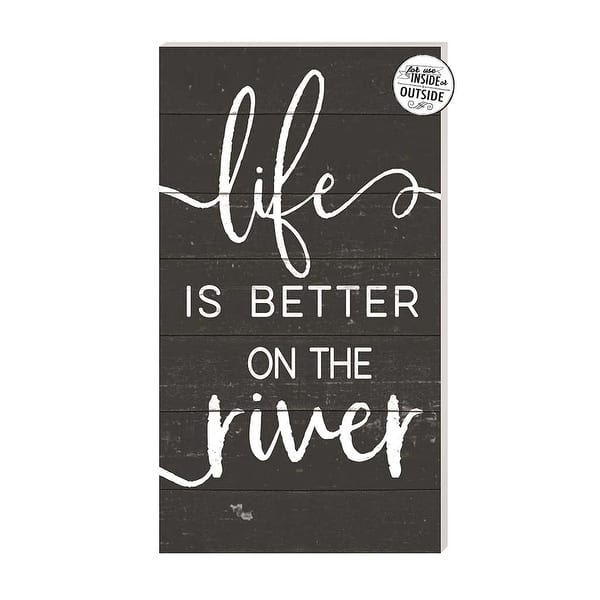 20" Black and White "Life is Better on the River" Outdoor Wall Sign